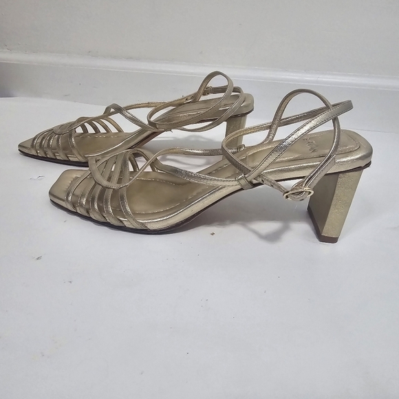 Alexandre Birman Naya Slingback Gold Strappy Heeled Sandal Metalic Evening Holid - Picture 7 of 12